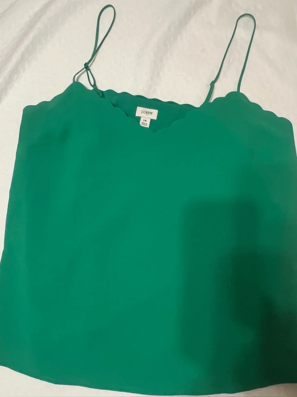 Women’s J.Crew Green Scalloped V-Neck Satin Cami size 14